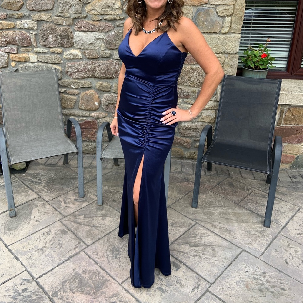 Blue Satin Gown